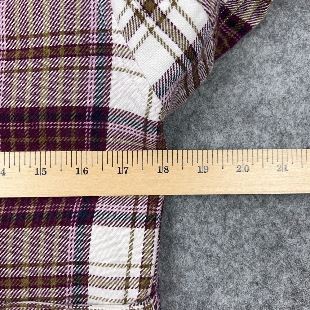 Duluth Shacket Womens XS Maroon Plaid Flapjack Flannel‎ Shirt Jac Quilted Lined - Picture 13 of 16